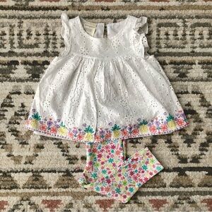 Summer Bloom 🌸 Eyelet Floral Top & Leggingsa-18M